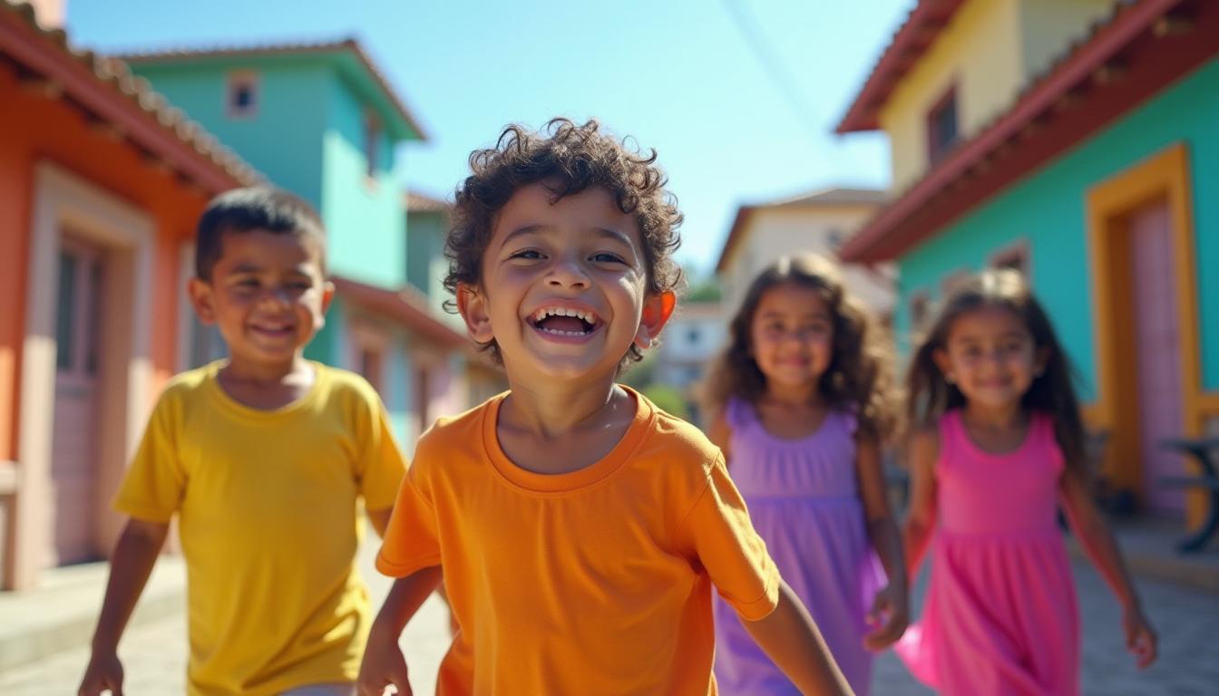 Niños sonriendo en su comunidad